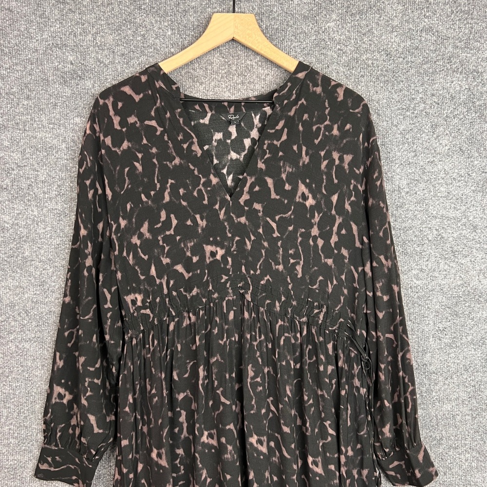 Rails Maple Diffused Midi Dress Women's L Long Sleeve V Neck Cheetah Print - Picture 4 of 12